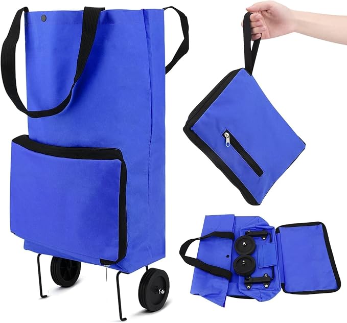 🔥 HOT SALE 🔥 2‑in‑1 Foldable Shopping Trolley – Heavy‑Duty Rolling Grocery Bag