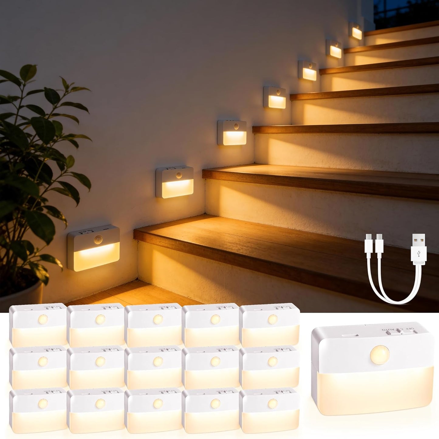 Stick-On Motion Night Light — Battery Powered, Works Anywhere