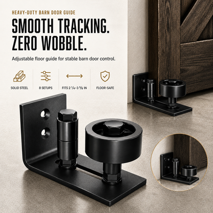 🔥 LIMITED-TIME50% OFF 🚪 Heavy Duty Wall Mounted Floor Guide Stop Barn Door Wobble – Adjustable Floor Guide for Smooth, Stable Sliding