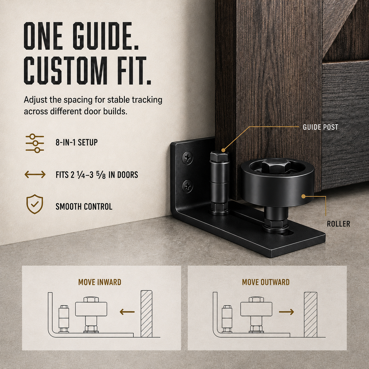 🔥 LIMITED-TIME50% OFF 🚪 Heavy Duty Wall Mounted Floor Guide Stop Barn Door Wobble – Adjustable Floor Guide for Smooth, Stable Sliding