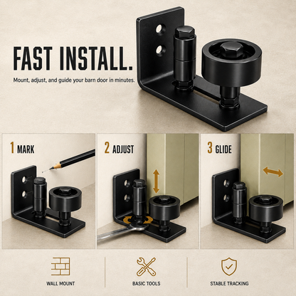 🔥 LIMITED-TIME50% OFF 🚪 Heavy Duty Wall Mounted Floor Guide Stop Barn Door Wobble – Adjustable Floor Guide for Smooth, Stable Sliding