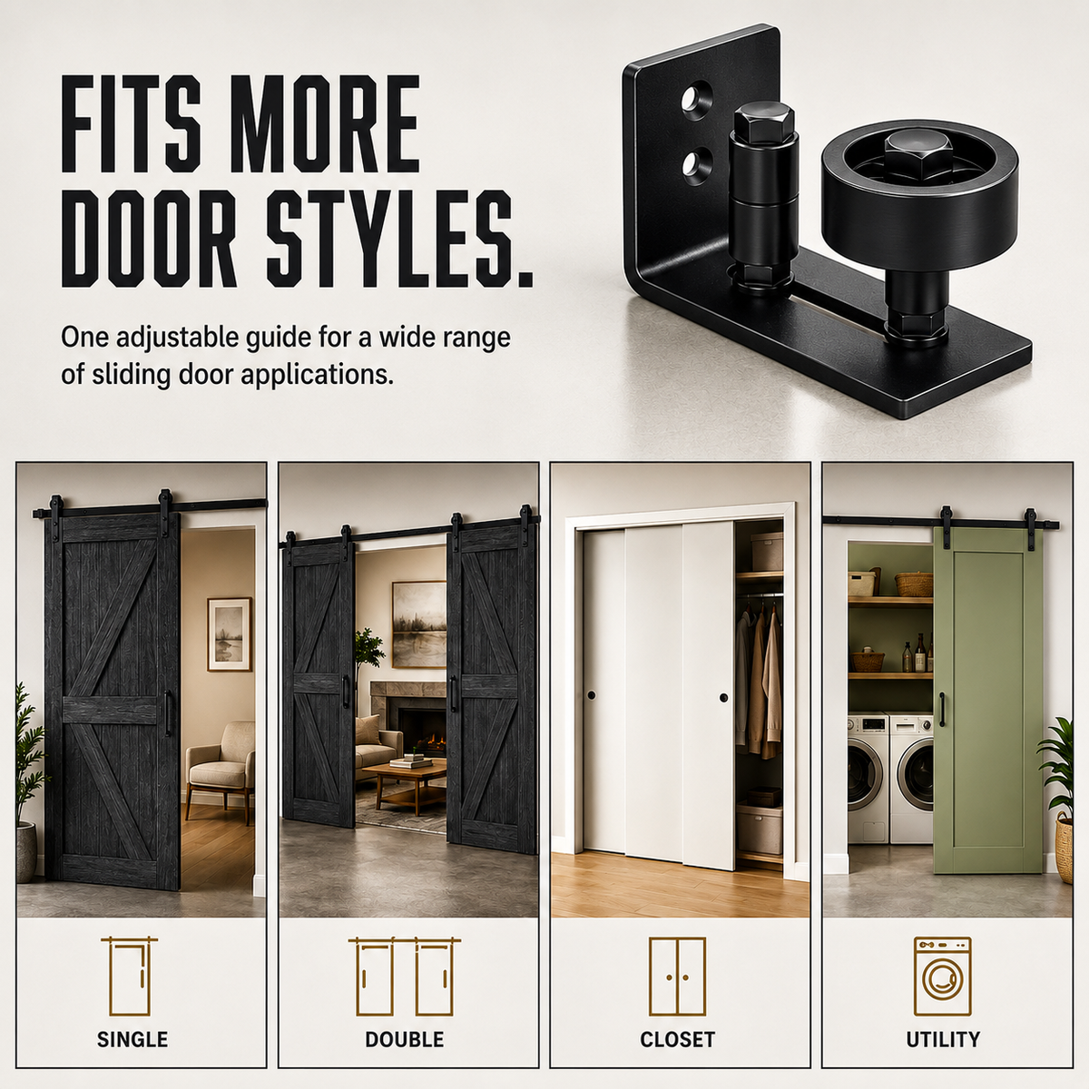 🔥 LIMITED-TIME50% OFF 🚪 Heavy Duty Wall Mounted Floor Guide Stop Barn Door Wobble – Adjustable Floor Guide for Smooth, Stable Sliding