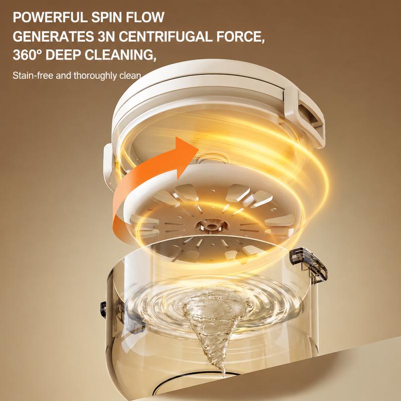 New ! Biodolla Rotating Manual Vortex Orthodontic Retainer Cleaner | Cute Cartoon Retainer Storage Case