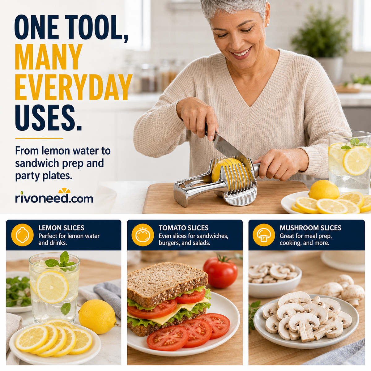🎁BUY 1 GET 1 FREE🎁🍋 Creative Kitchen Slice Cutting Tool, Food‑Grade Aluminum Alloy Hand‑Held Slicer, Quick Slicing Holder for Lemon, Tomato, Onion & Soft Fruits Vegetables