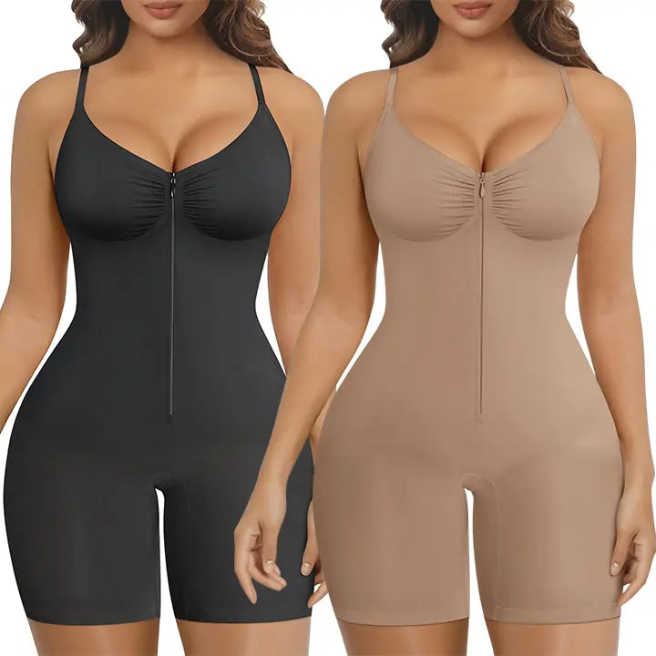 SHAPERX Zip-Up Tummy Control Bodysuit for Women, Breathable Mesh Shaping Shapewear