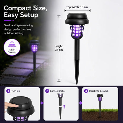 Solar Mosquito Zapper Light – Outdoor Garden Stake Lamp, UV Insect Killer, Solar Powered, Dual Mode (Mosquito Control + Pathway Lighting), Weather Resistant, Easy Setup, Small & Large Round + Square Options