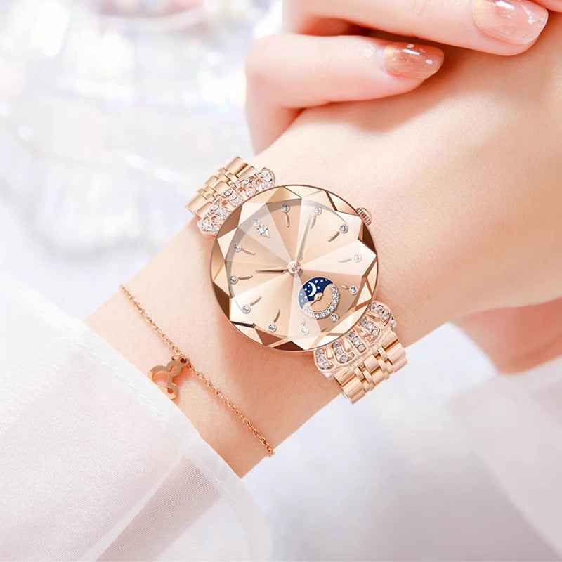 🎀Christmas gifts🎀Fashionable Diamond Moon Star Watch for Women