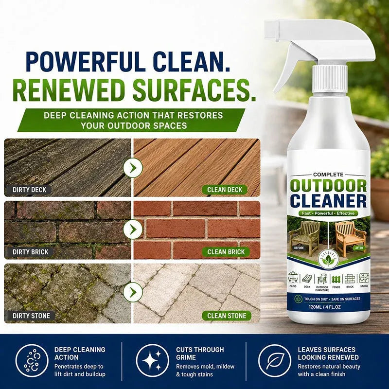🌿 LIMITED-TIME 49% OFF! Outdoor Surface Cleaner Spray, Fast Acting Stain Remover for Patio, Wooden Furniture & Outdoor Surfaces