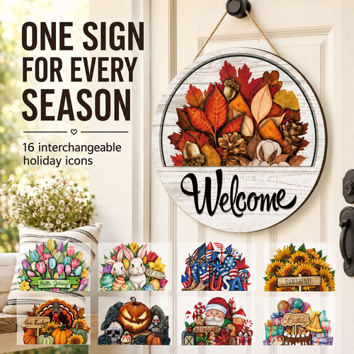 🔥 LIMITED-TIME 50% OFF — 12 Pcs Interchangeable Welcome Sign for Front Door