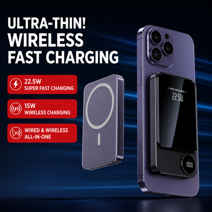 🔋✨Professional Magnetic Charger for Travelers & Professionals 🧲| 22.5W Wired & 15W Wireless | 10,000 mAh | Fast Delivery💥