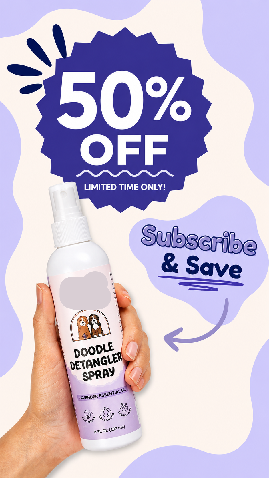 🐶50% OFF NOW! Instant Pet Detangling Hair Care Spray – Knot Remover Silky Finish Quick Dry Fur Detangler, No Rinse Grooming Spray for Dogs & Cats Long Short Hair Daily Grooming