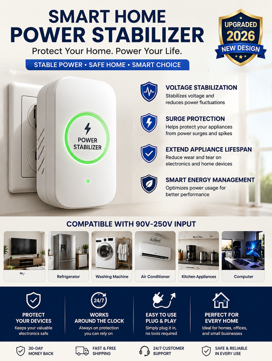 🔥Smart Home Power Stabilizer Protect Your Electronics from Power Surges, Voltage Fluctuations & Unstable Current