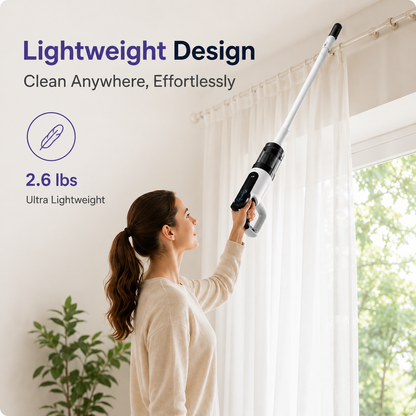 Lightweight Cordless Vacuum Cleaner – Powerful Suction for Pet Hair, Carpets & Hard Floors | Wet & Dry Cleaning