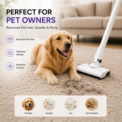 Lightweight Cordless Vacuum Cleaner – Powerful Suction for Pet Hair, Carpets & Hard Floors | Wet & Dry Cleaning