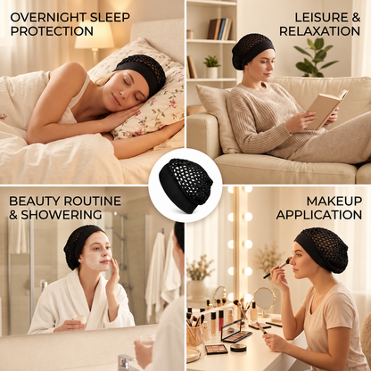 Humwam 3-Piece Stretchy Wide-Edge Sleeping Cap Set, Soft Protection Bonnet for Nighttime Hair Care & Beauty (Shower Cap for Home Bathroom Use),sohochic