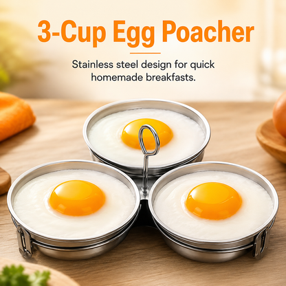 🎉 2026 Sale — Over 14,000 Sold! 🍳 3-in-1 Stainless Steel Egg Poacher – Poach, Steam, Bake – 304 Steel, Non-Stick Release, One Pan, Endless Breakfasts ✨