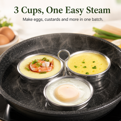 🎉 2026 Sale — Over 14,000 Sold! 🍳 3-in-1 Stainless Steel Egg Poacher – Poach, Steam, Bake – 304 Steel, Non-Stick Release, One Pan, Endless Breakfasts ✨