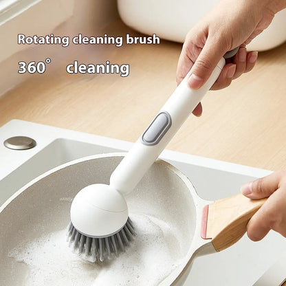 6-in-1 Soap Dispensing Dish Brush – Leak-Proof, Adjustable Angle & Wall-Mounted for Sinks, Pots & Pans