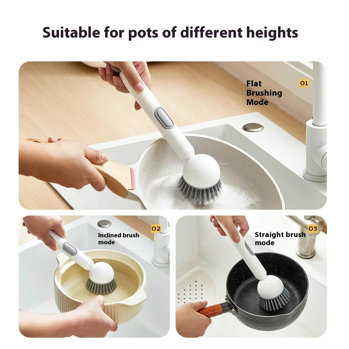 6-in-1 Soap Dispensing Dish Brush – Leak-Proof, Adjustable Angle & Wall-Mounted for Sinks, Pots & Pans