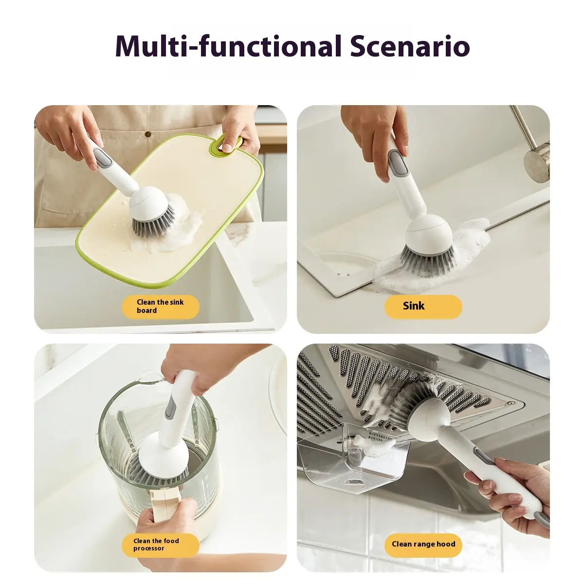 6-in-1 Soap Dispensing Dish Brush – Leak-Proof, Adjustable Angle & Wall-Mounted for Sinks, Pots & Pans