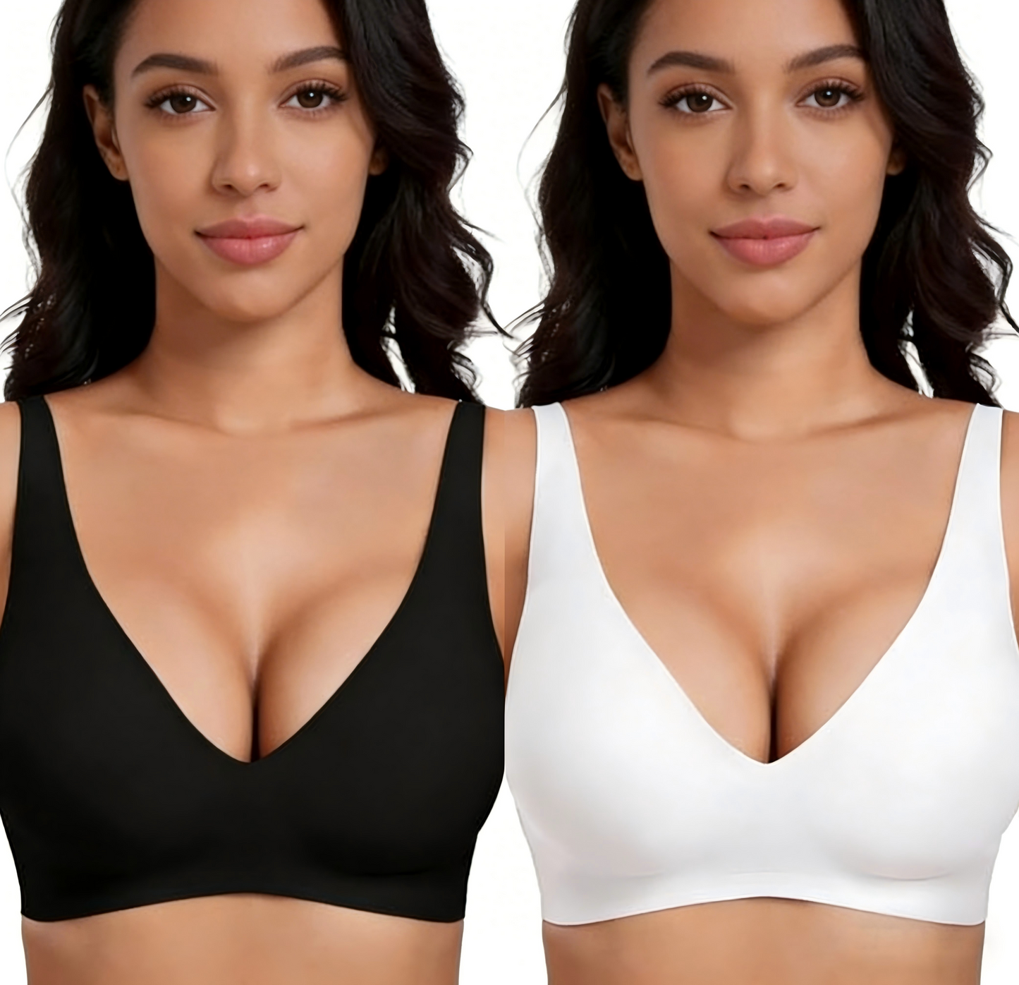 💗LAST DAY SALE 50% OFF⚡50K+ SOLD!!💕 Jelly Wireless Womens Comfortable Wireless Bras Push Up Bralettes Seamless Tshirts Bras Deep V Everyday Bras