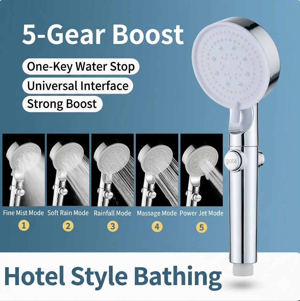✨ Father’s Day Special – Limited Time 30% OFF 💥 Large Panel Pressure Boost Shower Head with 5 Spray Modes & 360° Rotation