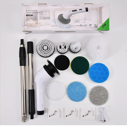 🔋 Electric Cleaning Brush – 7/9 Replaceable Heads & 2500mAh – Perfect for Bathroom, Kitchen & Tile – Waterproof & Effective 💧