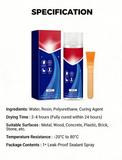 ✨ Instant Leak Repair Spray - Seals Cracks & Gaps in 5 Minutes, Waterproof & Flexible for Pipes/Roofs