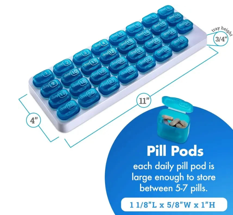 🔥HOT SALE🔥✅31 Days Arthritis Friendly Monthly Pill Organizer Box, BPA Free Easy Open Medication Case Gift for Seniors & Family