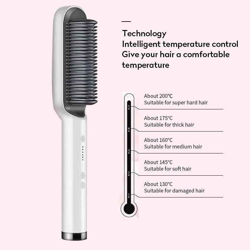 ✨ 2-in-1 Ionic Hair Straightening Brush – Smooth, Straight or Curl in Minutes (5 Heat Levels)