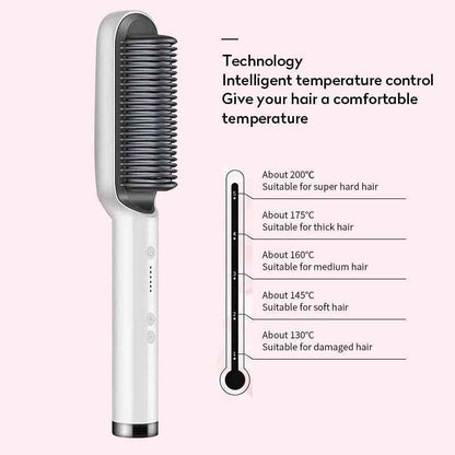 ✨ 2-in-1 Ionic Hair Straightening Brush – Smooth, Straight or Curl in Minutes (5 Heat Levels)