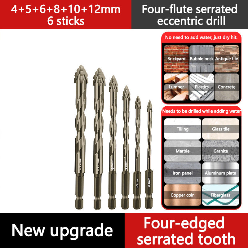 🔥2026 Hot Sale🔥High-Strength 4-Flute Serrated Eccentric Drill Bit Kit