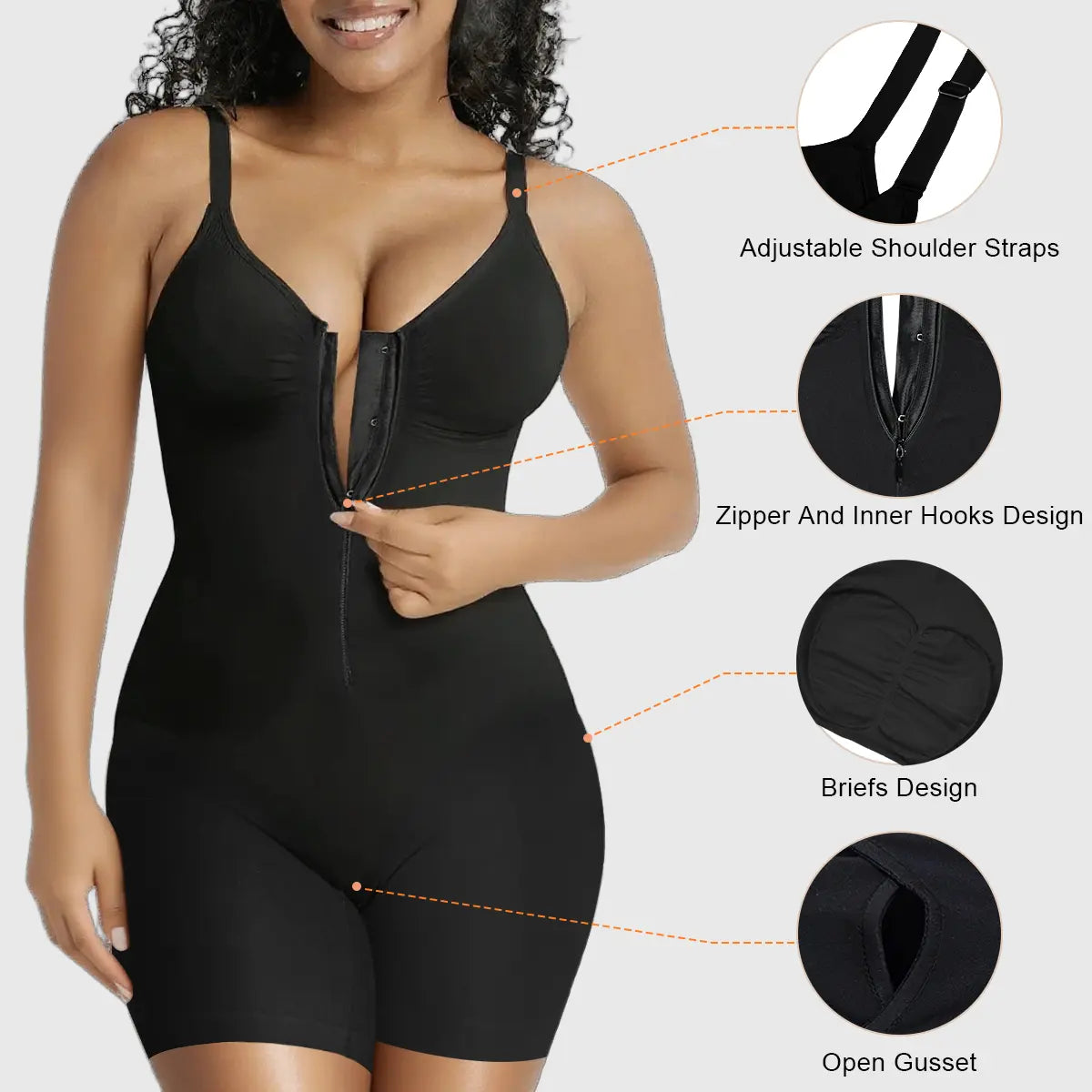SHAPERX Zip-Up Tummy Control Bodysuit for Women, Breathable Mesh Shaping Shapewear