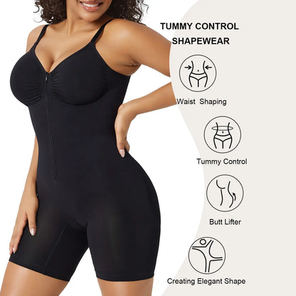 SHAPERX Zip-Up Tummy Control Bodysuit for Women, Breathable Mesh Shaping Shapewear