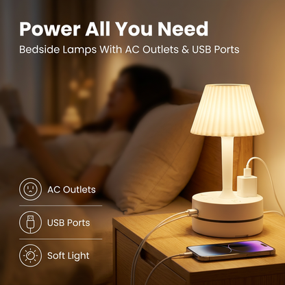 💡 Bedside Lamp with Charging Station – Light Up & Power Up Your Nightstand 🔌
