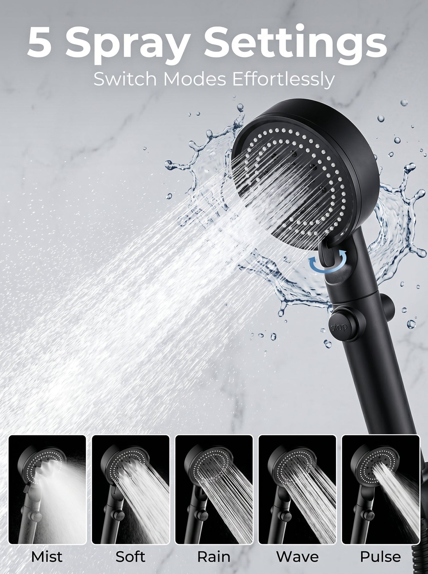 ✨ Father’s Day Special – Limited Time 30% OFF 💥 Large Panel Pressure Boost Shower Head with 5 Spray Modes & 360° Rotation