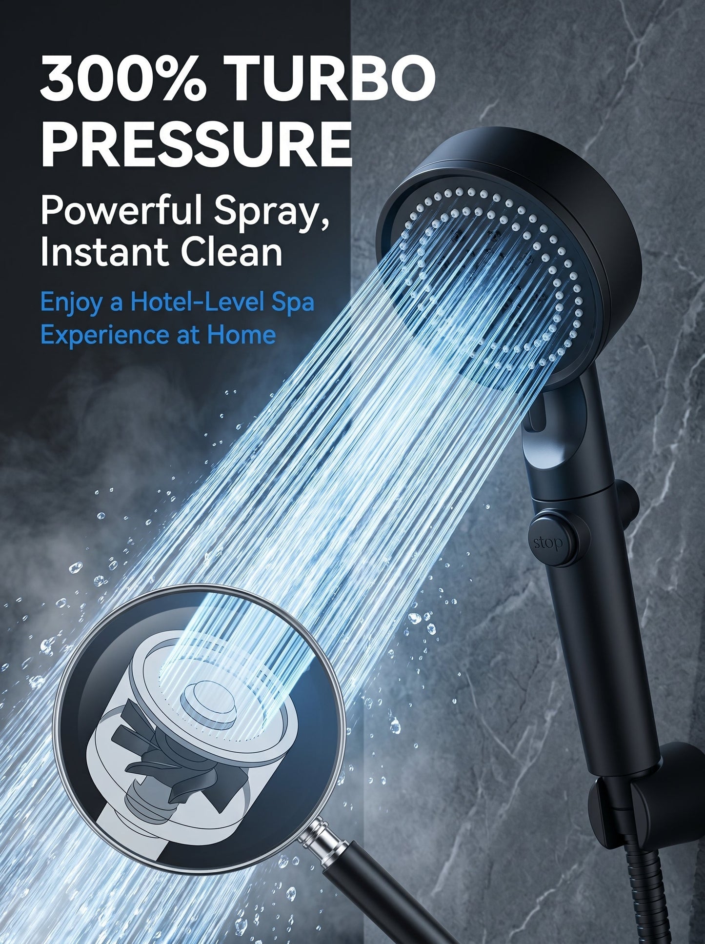 ✨ Father’s Day Special – Limited Time 30% OFF 💥 Large Panel Pressure Boost Shower Head with 5 Spray Modes & 360° Rotation