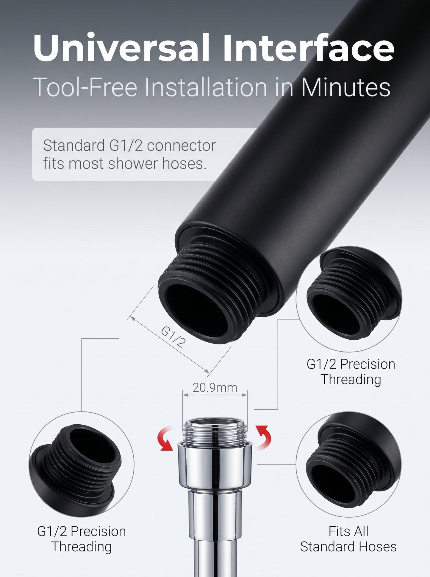 ✨ Father’s Day Special – Limited Time 30% OFF 💥 Large Panel Pressure Boost Shower Head with 5 Spray Modes & 360° Rotation