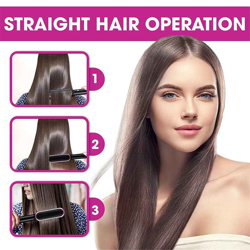 ✨ 2-in-1 Ionic Hair Straightening Brush – Smooth, Straight or Curl in Minutes (5 Heat Levels)