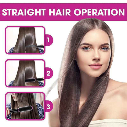 ✨ 2-in-1 Ionic Hair Straightening Brush – Smooth, Straight or Curl in Minutes (5 Heat Levels)