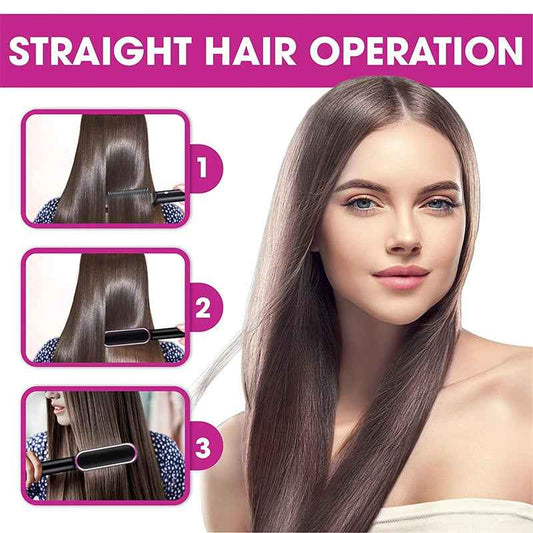 ✨ 2-in-1 Ionic Hair Straightening Brush – Smooth, Straight or Curl in Minutes (5 Heat Levels)