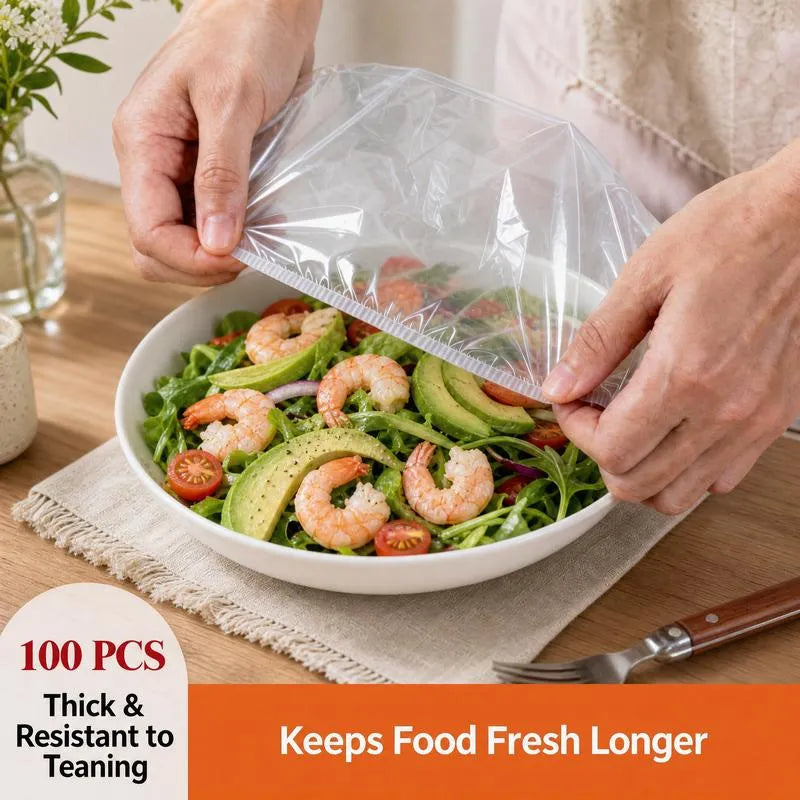 🔥500Pcs Medium Reusable Elastic Plastic Bowl Covers - Kitchen Bread Proofing,