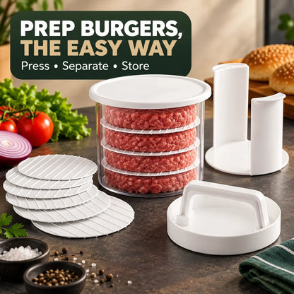 🔥2026 HOT SALE🔥 Food-grade material✅🍔Burger Patty Press & Storage Set | Prep, Stack & Chill