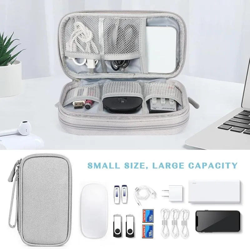 🔥Travel Cable Organizer Pouch, Double Layers All-in-One Storage Bag for Cord