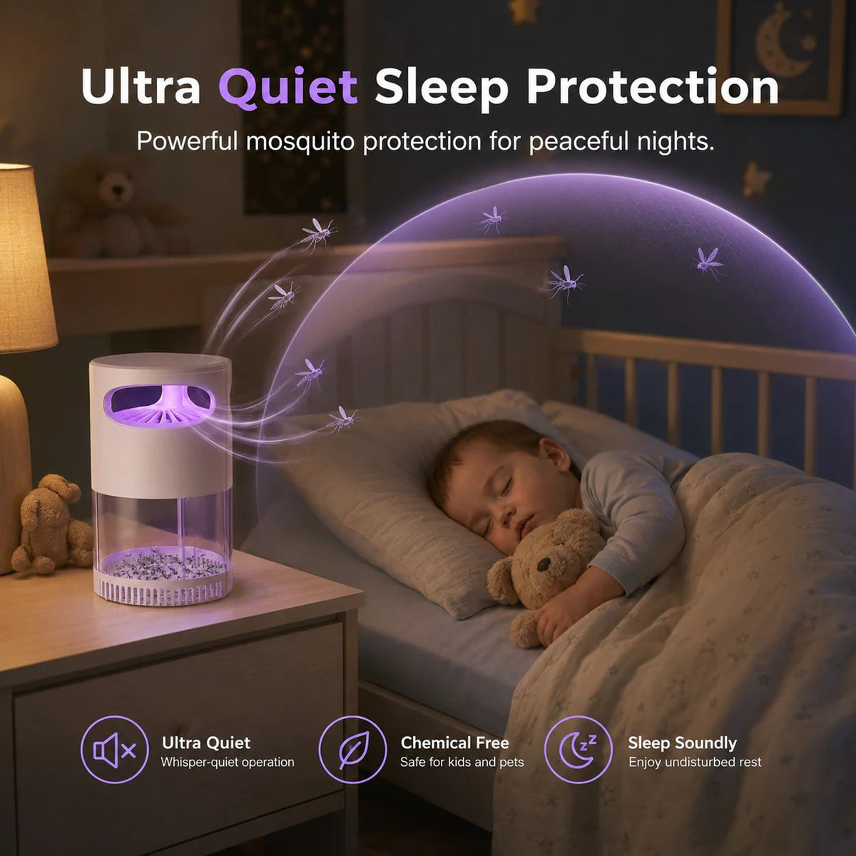 🔥Quiet UV Mosquito Trap – Chemical-Free & Safe for Kids & Pets🦟