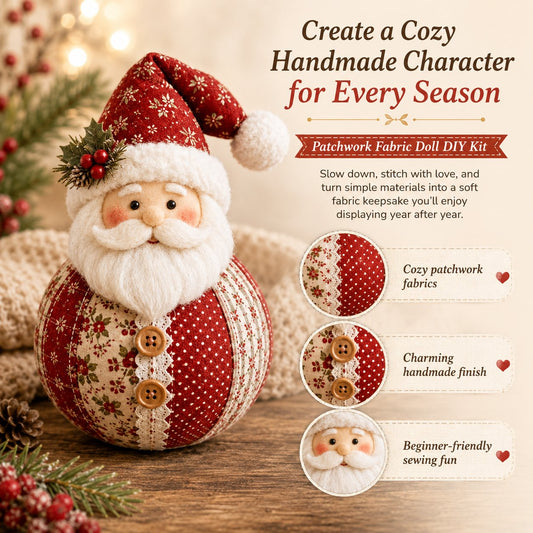 🎄🎅Patchwork Fabric Doll DIY Kit Craft Fabric Doll Making Material Kit DIY Beginner-Friendly