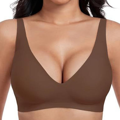 💗LAST DAY SALE 50% OFF⚡50K+ SOLD!!💕 Jelly Wireless Womens Comfortable Wireless Bras Push Up Bralettes Seamless Tshirts Bras Deep V Everyday Bras