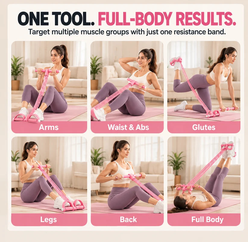 21 Fitness Resistance Bands-4 Tube Pedal Ankle Puller4