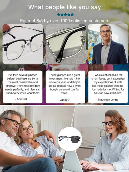 🎁50% Off🔥Ultra Light Anti Blue Presbyopic Glasses-👓Intelligent Zoom 100°-500° (Auto Recognition)