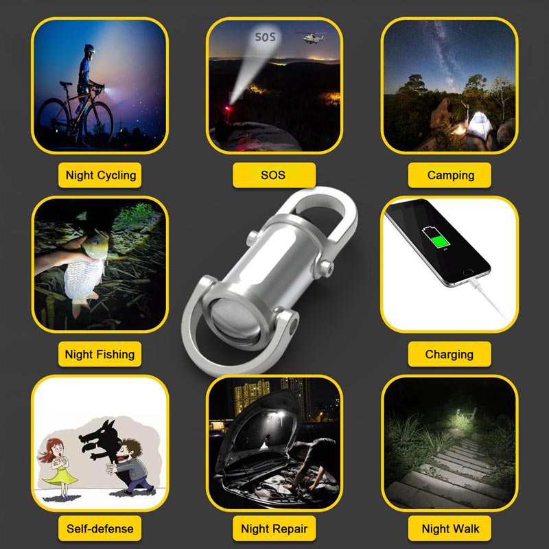 🔥1200LM Super Bright Mini Keychain Flashlight Waterproof mobile phone power bank